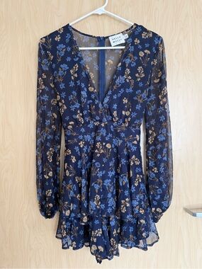 Hello Molly “Never Better” Women’s Navy Blue Long Sleeve Romper Size Medium